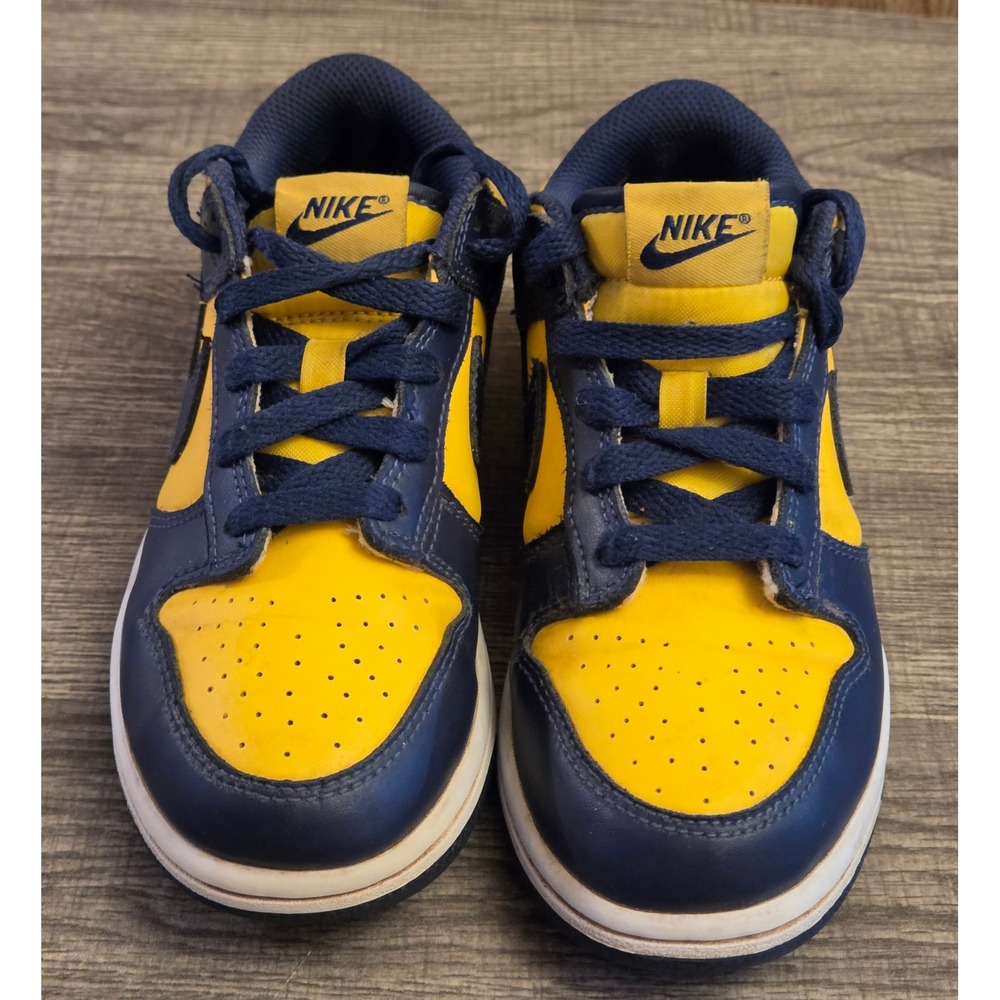 Nike Dunk Low Athletic Shoes Michigan Youth Size 1Y Blue Yellow - Picture 2 of 12